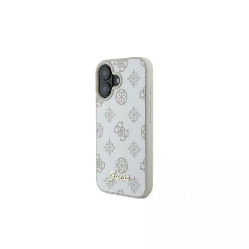 Guess GUHMP16SPGPYSH iPhone 16 6,1 inch White Hardcase Peony Script Logo MagSafe