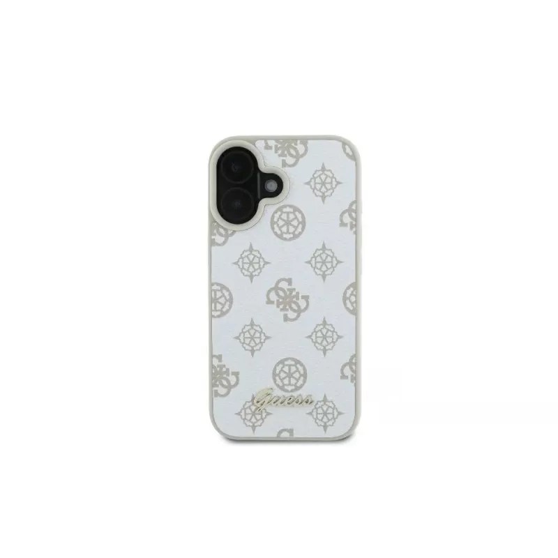 Guess GUHMP16SPGPYSH iPhone 16 6,1 inch White Hardcase Peony Script Logo MagSafe