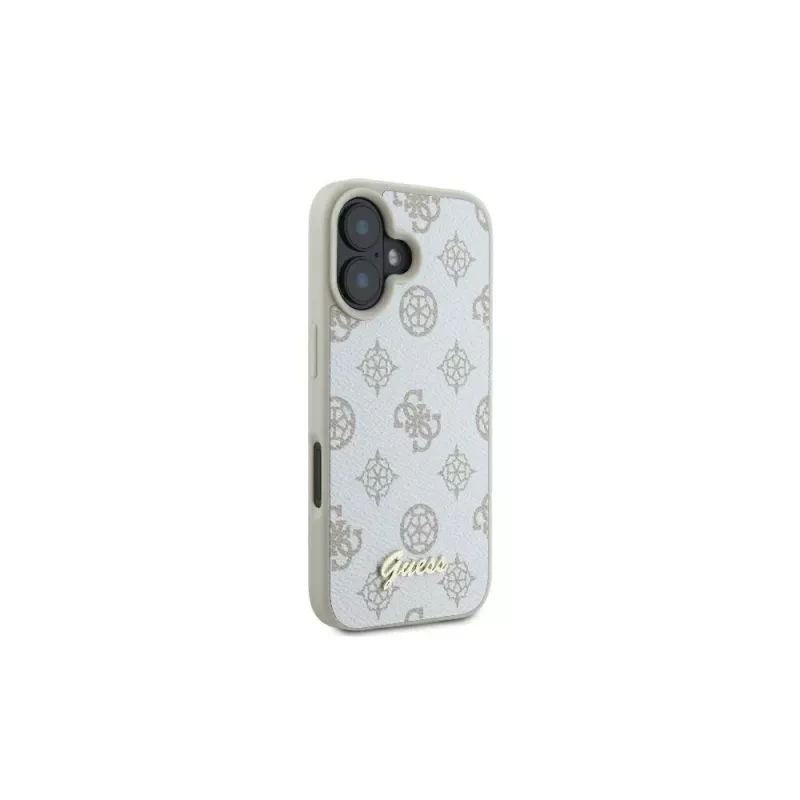 Guess GUHMP16SPGPYSH iPhone 16 6,1 inch White Hardcase Peony Script Logo MagSafe