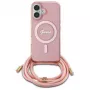 Guess GUHMP16SHCTSGNSP iPhone 16 6,1 inch Pink Hardcase Crossbody Cord Script MagSafe