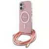 Guess GUHMP16SHCTSGNSP iPhone 16 6,1 inch Pink Hardcase Crossbody Cord Script MagSafe