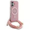 Guess GUHMP16SHCTSGNSP iPhone 16 6,1 inch Pink Hardcase Crossbody Cord Script MagSafe