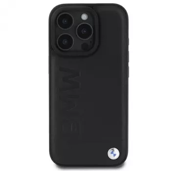 BMW Hot Stamp Leather Hard Case iPhone 16 Pro 6,3 inch Melns