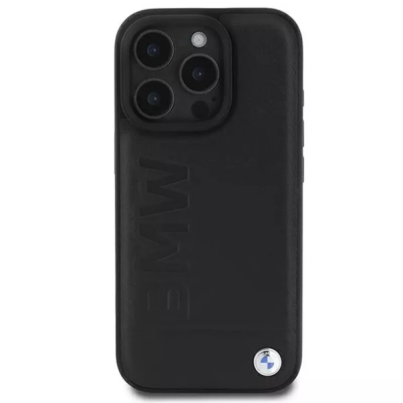 BMW Hot Stamp Leather Hard Case iPhone 16 Pro 6,3 inch Melns