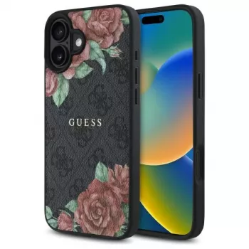 Guess GUHMP16SP4ROPEMCK Hardcase Apple iPhone 16 6,1 inch Black 4G Flowers Print MagSafe
