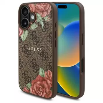 Guess GUHMP16SP4ROPEMCW Hardcase Apple iPhone 16 6,1 collas Brūns 4G Flowers Print MagSafe