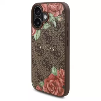 Guess GUHMP16SP4ROPEMCW Hardcase Apple iPhone 16 6,1 collas Brūns 4G Flowers Print MagSafe