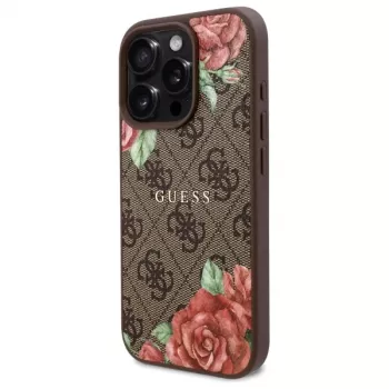 Guess GUHMP16LP4ROPEMCW iPhone 16 Pro Hardcase 4G Flowers Print MagSafe Brown