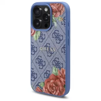 Guess GUHMP16XP4ROPEMCB iPhone 16 Pro Max 6,9 inch Blue Hardcase 4G Flowers Print MagSafe