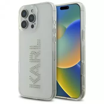 Karl Lagerfeld KLHCP16XHKLSTDCT Cietais Vāciņš iPhone 16 Pro Max 6,9 collu Caurspīdīgs ar Strass Logotipu