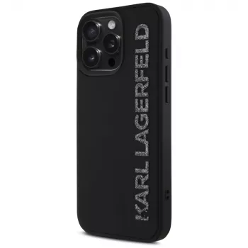 KARL LAGERFELD HC 3D Rubber Elongated Glitter Case Apple iPhone 16 Pro, Melns