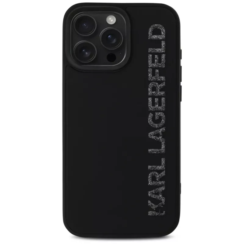 KARL LAGERFELD HC 3D Rubber Elongated Glitter Case Apple iPhone 16 Pro, Melns