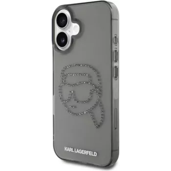 Karl Lagerfeld IML Rhinestones Karl Head Maciņš iPhone 16 (Melns)