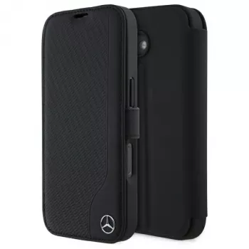 Mercedes-Benz MEBKP16S23RBGVK Bookcase iPhone 16 6.1, Melns, Mākslīgā āda un koka imitācija