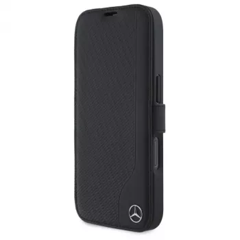 Mercedes-Benz MEBKP16S23RBGVK Bookcase iPhone 16 6.1, Melns, Mākslīgā āda un koka imitācija