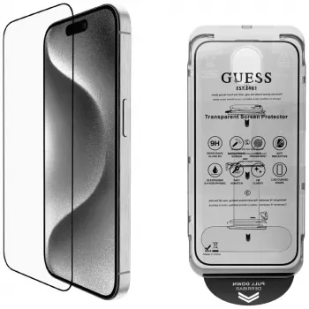 2-in-1 Guess BP Rhinestone Screen and Camera Lens Protector Kit for iPhone 16 Pro Max Gold