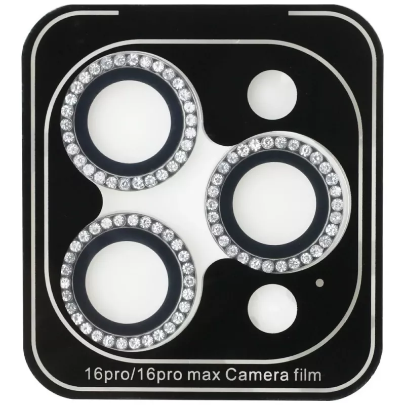 Guess BP Rhinestone 2-in-1 Screen and Camera Lens Protector Set for Apple iPhone 16 Pro Max - Silver