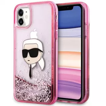 Karl Lagerfeld KLHCN61LNKHCP Hardcase iPhone 11/XR, Rozā, Glitter Karl Head
