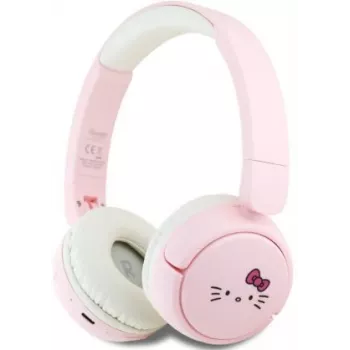 Hello Kitty Face Logo Bluetooth On-Ear Headphones Pink