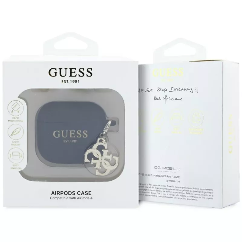 Guess Silicone 4G Charm Case for AirPods 4 - Black