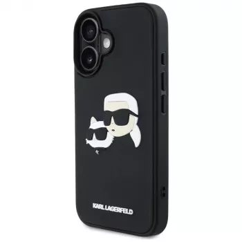 KARL LAGERFELD HC 3D Rubber DoubleHeads Case iPhone 16, Melns