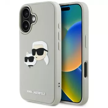 KARL LAGERFELD HC 3D Rubber DoubleHeads Case Apple iPhone 16 - Bēšs