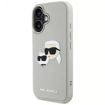 KARL LAGERFELD HC 3D Rubber DoubleHeads Case Apple iPhone 16 - Bēšs