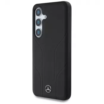 MERCEDES-BENZ Etui Mercedes Leather Debossed Lines MagSafe for Samsung Galaxy S25+ Black
