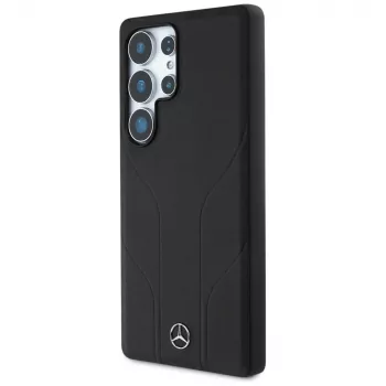 MERCEDES-BENZ Etui Mercedes Leather Debossed Lines MagSafe for Samsung Galaxy S25 Ultra Black
