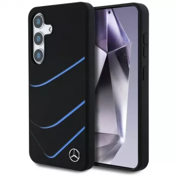 MERCEDES-BENZ Silicone Contrasted Curves MagSafe Case for Samsung Galaxy S25, Black