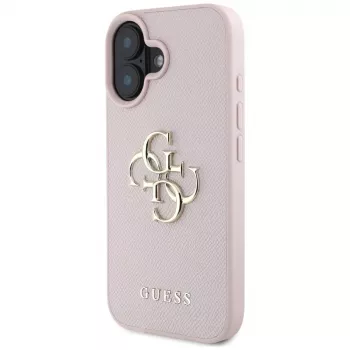 Guess Grained Big 4G Logo Small Classic Logo Back Cover Apple iPhone 16 - Rozā