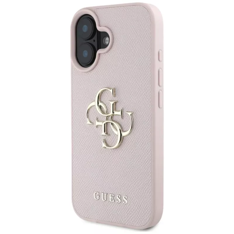 Guess Grained Big 4G Logo Small Classic Logo Back Cover Apple iPhone 16 - Rozā
