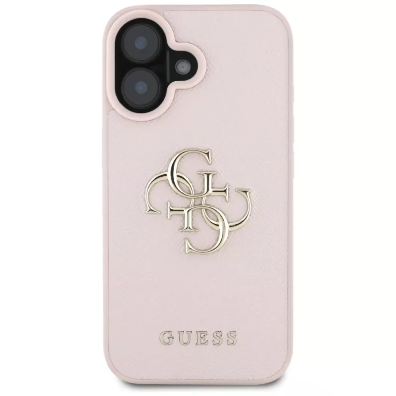 Guess Grained Big 4G Logo Small Classic Logo Back Cover Apple iPhone 16 - Rozā