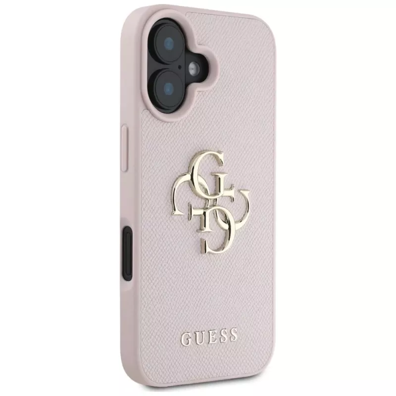 Guess Grained Big 4G Logo Small Classic Logo Back Cover Apple iPhone 16 - Rozā