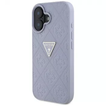 Guess Hot Stamp 4G Pattern Triangle Metal Logo Maciņš iPhone 16 (Purple)