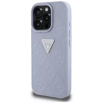 Guess Hot Stamp 4G Pattern Triangle Metal Logo Case iPhone 16 Pro Max (Purple)
