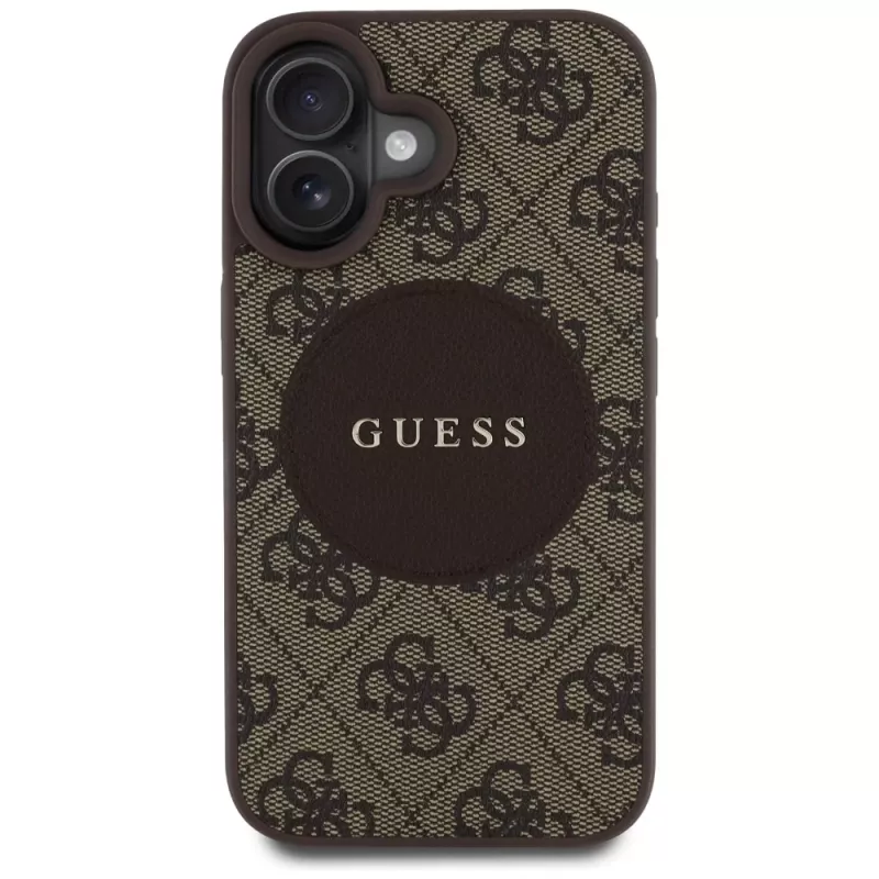 Guess 4G Circle Classic Logo MacCase iPhone 16, Brūna