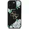 Guess Grained Roses Big 4G Logo Case for Apple iPhone 16 Pro, Black