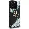 Guess Grained Roses Big 4G Logo Case for Apple iPhone 16 Pro, Black