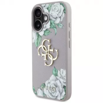 Guess Grained Roses Big 4G Logo Case Apple iPhone 16 - Purple
