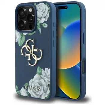 Guess Grained Roses Big 4G Logo Back Cover Case Apple iPhone 16 Pro - Zils
