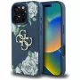 Guess Grained Roses Big 4G Logo Phone Case for iPhone 16 Pro Max, Blue