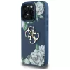 Guess Grained Roses Big 4G Logo Phone Case for iPhone 16 Pro Max, Blue