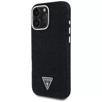 Guess Denim Triangle Logo MagSafe Case Apple iPhone 16 Pro, Melns