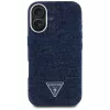 Guess Denim Triangle Logo MagSafe Case for iPhone 16 Blue
