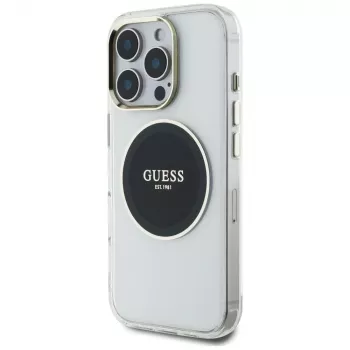 Guess IML Metal Colored Circle Classic Logo MagSafe Case iPhone 16 Pro (Melns)