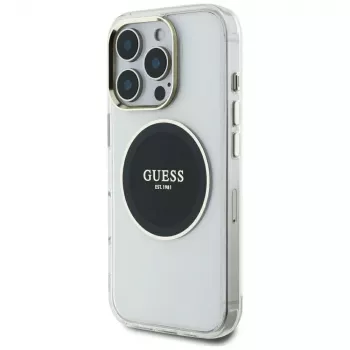 Guess IML Metal Colored Circle Classic Logo MacSafe Macītis iPhone 16 Pro Max (Melns)