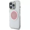 Guess IML Metal Colored Circle Classic Logo MacSafe Macīgs iPhone 16 Pro (Rozā)