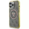 Guess IML Metal Glitter 4G Circle Triangle MagSafe Case for iPhone 16 Pro (Brown)