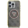 Guess IML Metal Glitter 4G Circle Triangle MagSafe Case for iPhone 16 Pro (Brown)